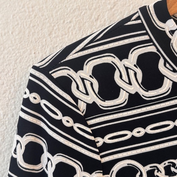 Joseph Ribkoff‎ Womens Chain Print Bell Sleeve Tunic Top Size 12 Nautical - Picture 4 of 8